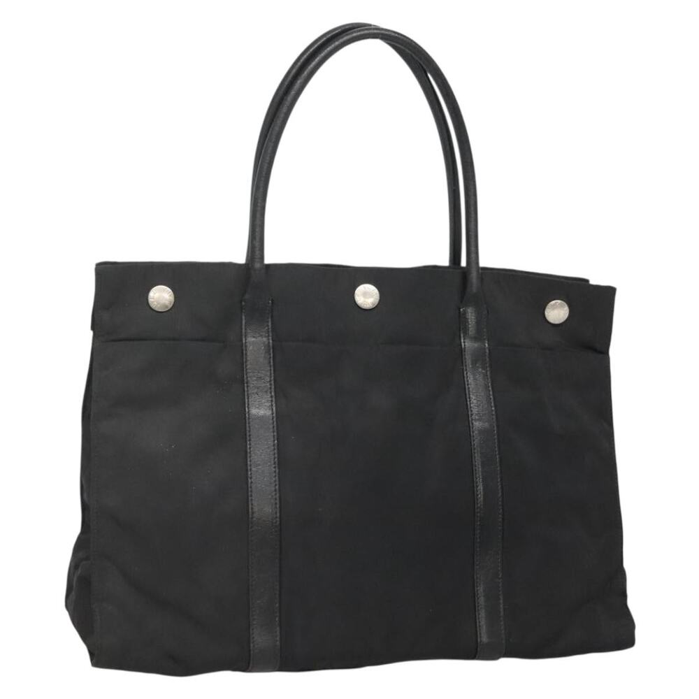PRADA Hand Bag Nylon Black Silver